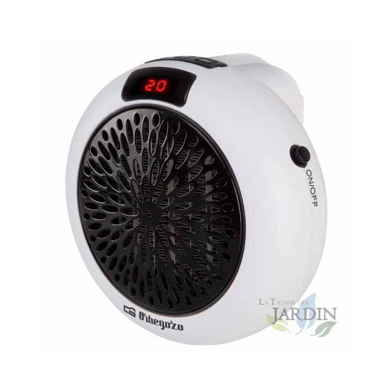 Calefactor cerámico de enchufe con mando,600W,regulable  15-32ºC,temporizador 12h