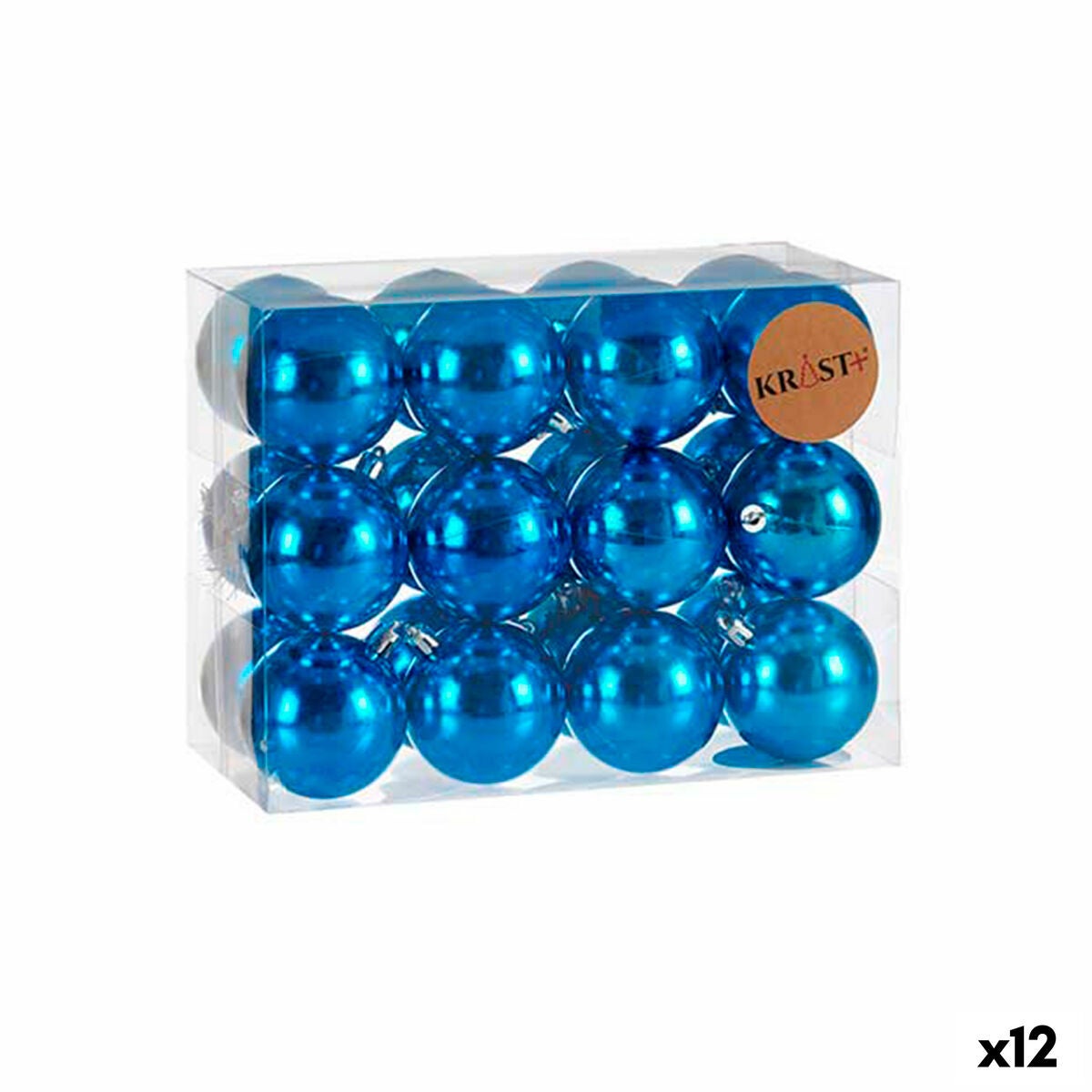 Set de bolas de navidad azul plástico (6 x 7 x 6 cm) (12 unidades)