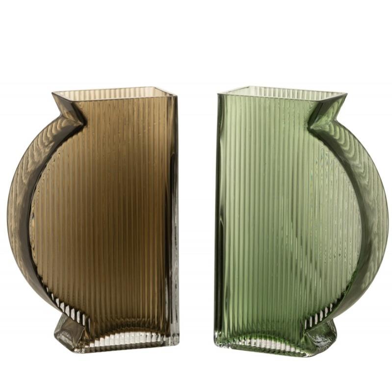 Set de 2 vases en verre vert 13x6x20 cm Leroy Merlin
