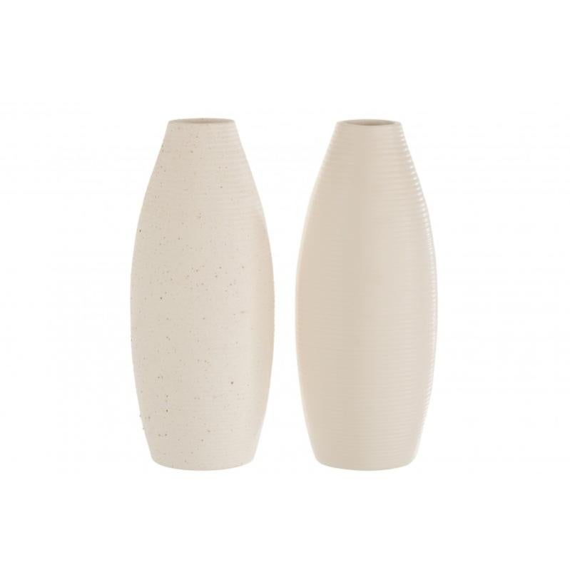 Set de 2 vases boules sur pied en céramique blanc 12x12x28 cm Leroy
