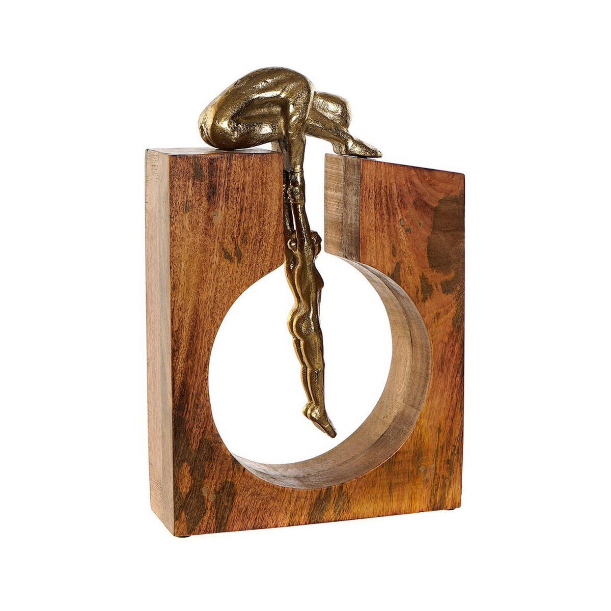 Figura decorativa dkd home decor aluminio madera de mango (25 x 7.5 x 39 cm)