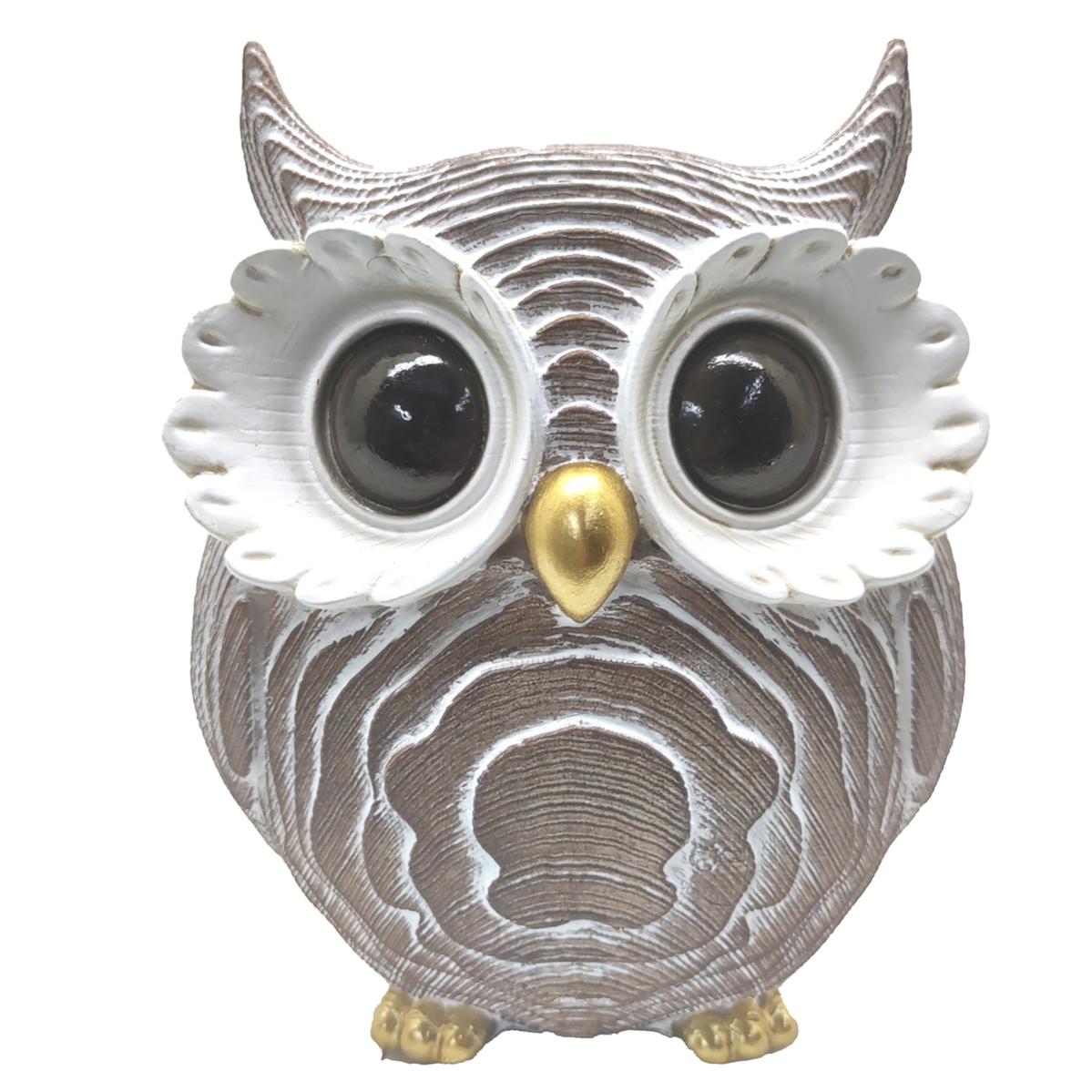 Origen home decor - figura búho figuras   buhos gris - 15x8x12 cm