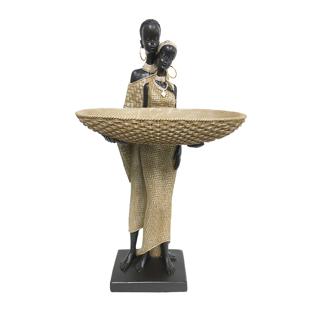 Origen home decor - figura africana figuras   africanas y elefantes marrón - 36x12x20 cm