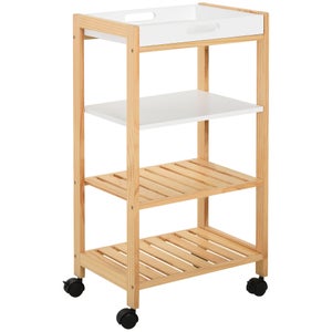 vidaXL Carrello da Cucina 3 Ripiani Bianco 42x35x85 cm Ferro e ABS