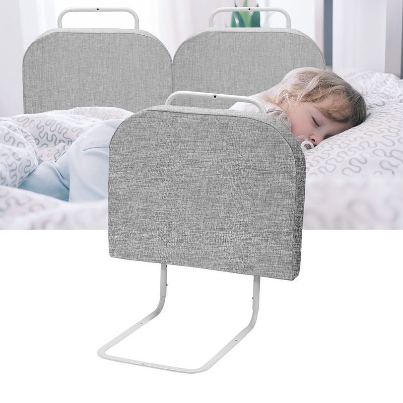Barrière de lit réglable en hauteur 50 cm Anti-chute Tube en acier réglable  de 40 à 60 cm Pour lit d'enfant lit de parent Gris