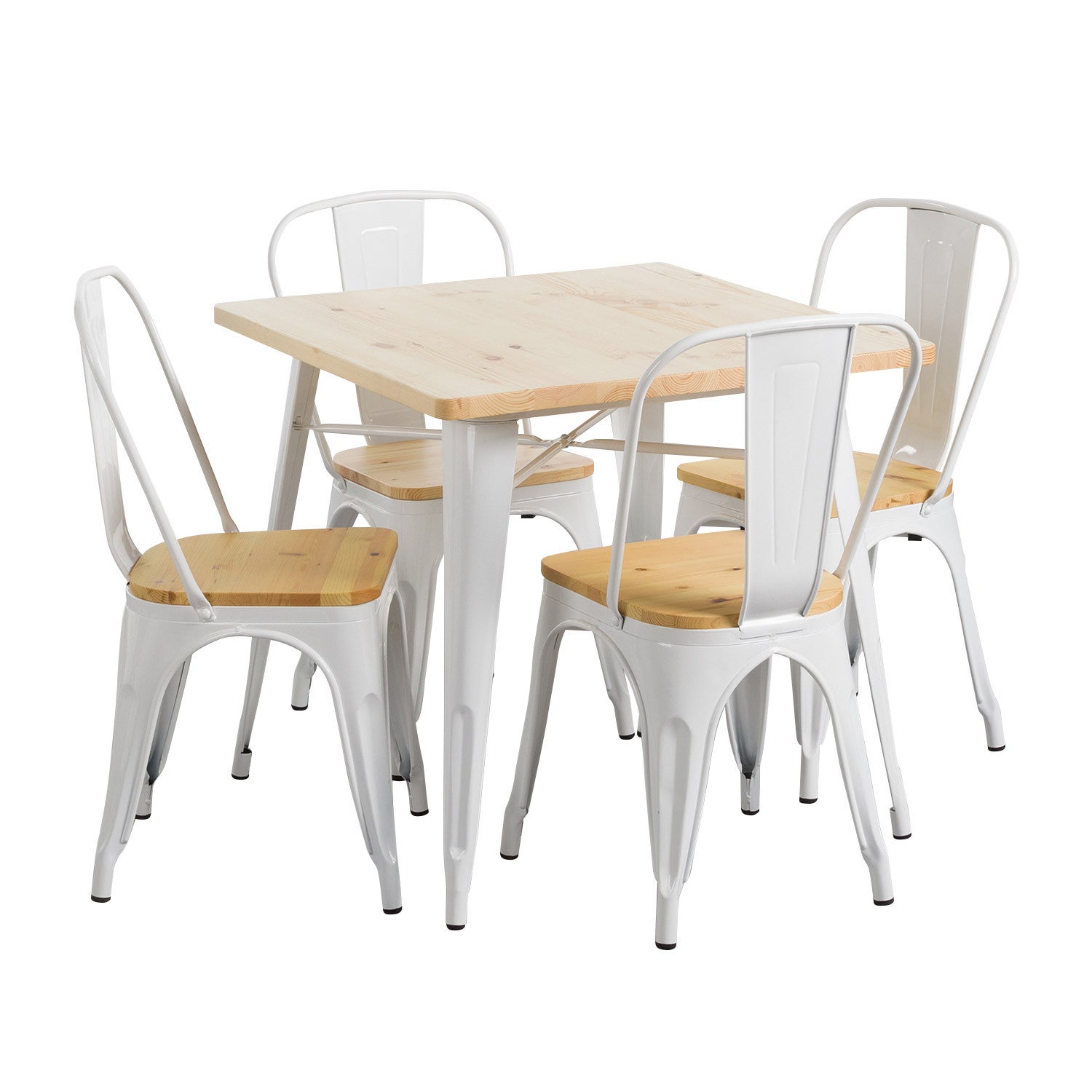 Set tavolo da pranzo da cucina in legno rustico da 5 pezzi con sedie  imbottite 4