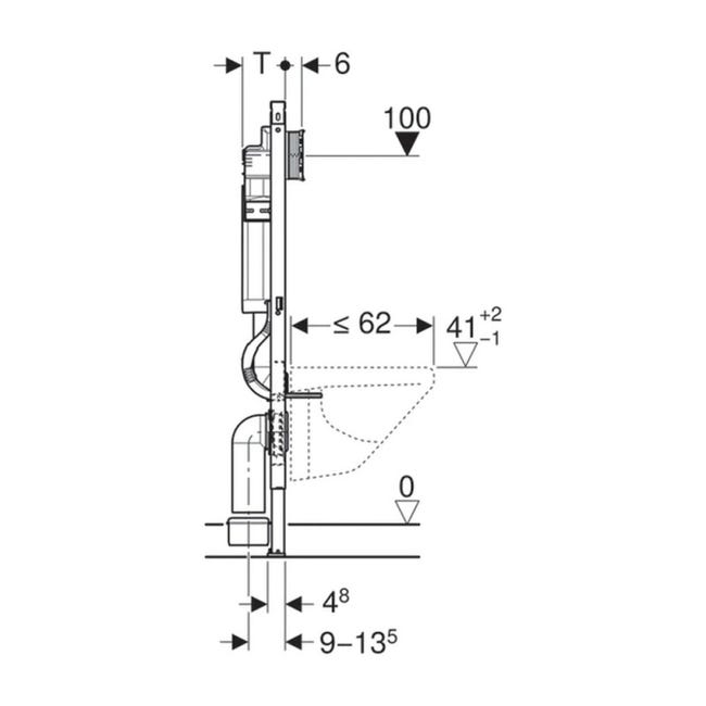 Bâti-support Duofix pour WC suspendu 112 cm avec réservoir à encastrer  Sigma 12 cm autoportant renforcé 111.380.00.5 Geberit