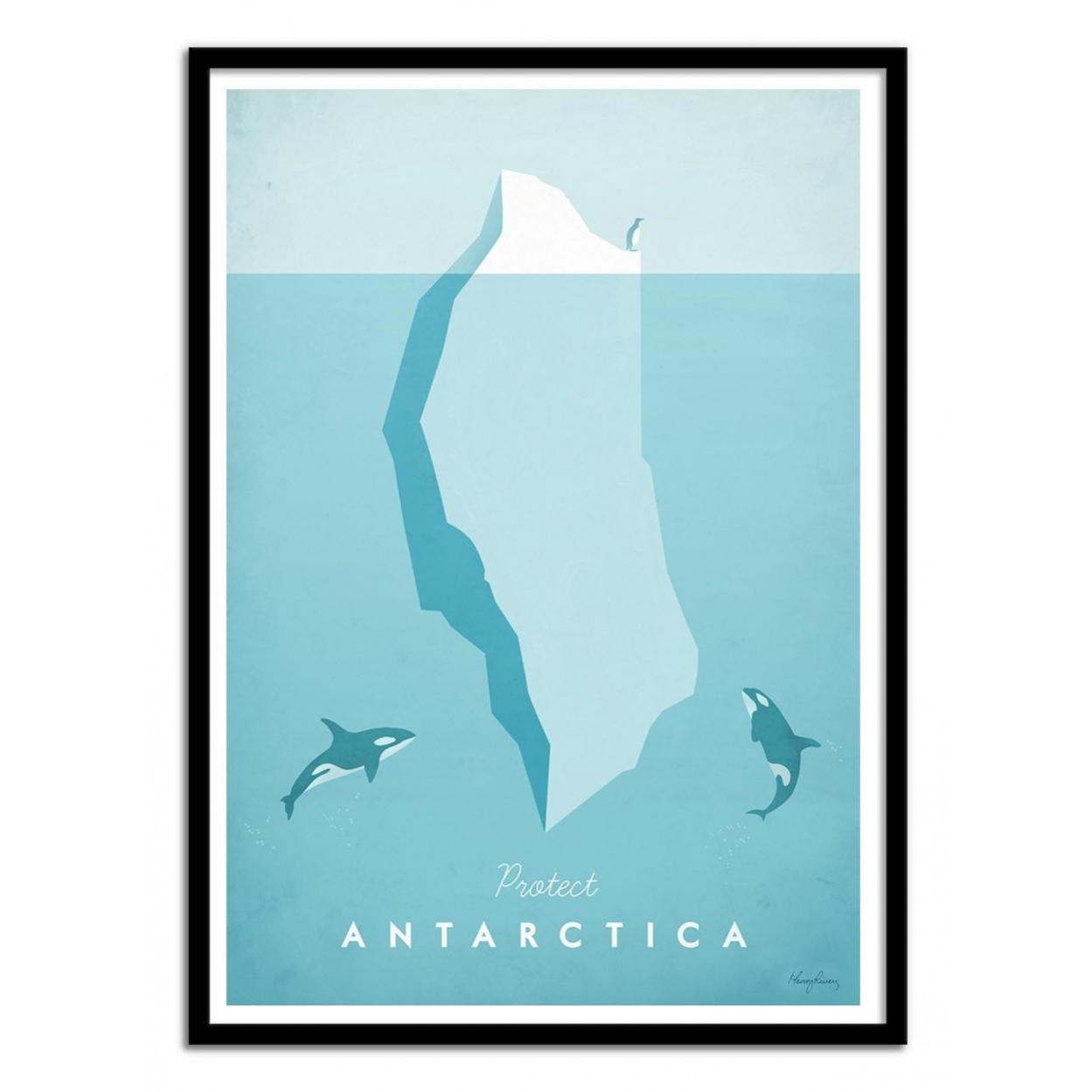 Affiche d’art et cadre noir 50 x 70 cm - antarctica - henry rivers