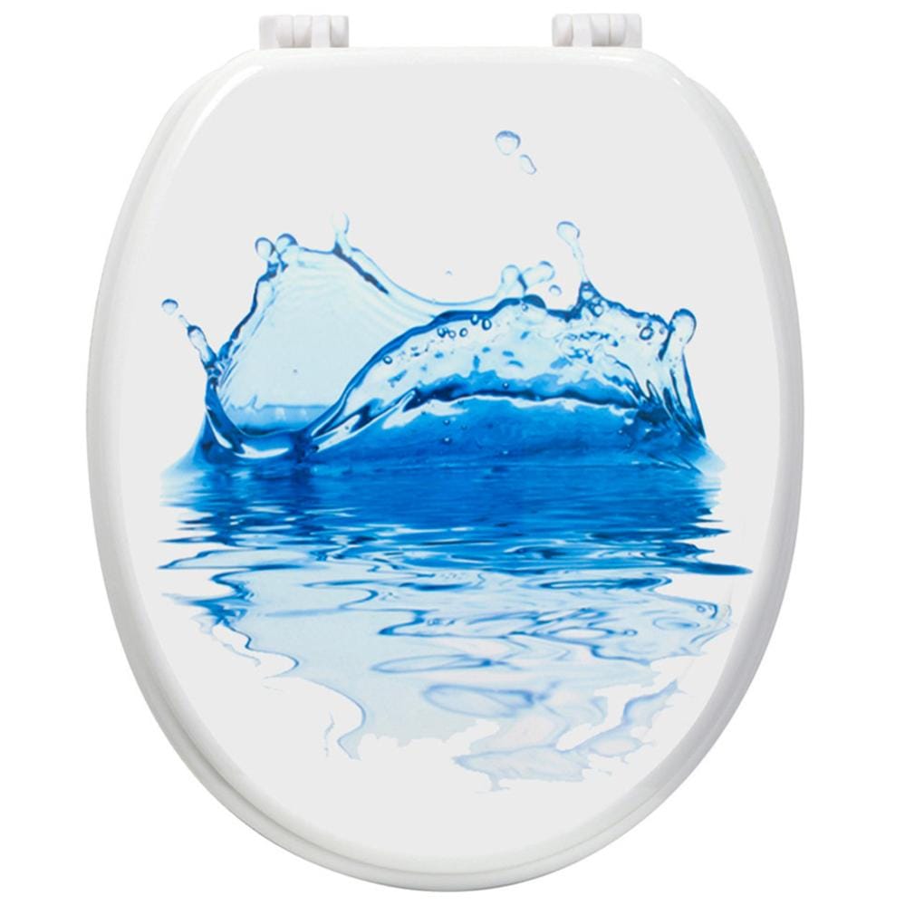 Abattant WC en bois avec charnieres inox Lunette de toilette bleu