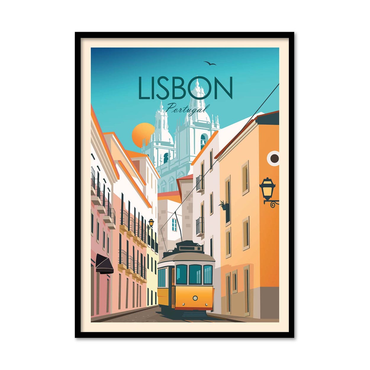 Art-Poster - Lisbon Portugal - Studio Inception - avec cadre noir 50 x 70  cm