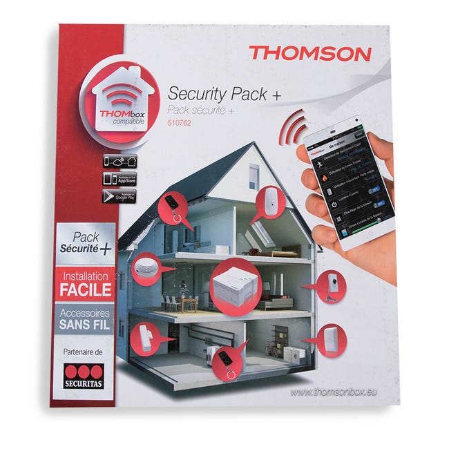 Kit sécurité système d'alarme sans fil pour maison connectée 28 accessoires  THOMSON