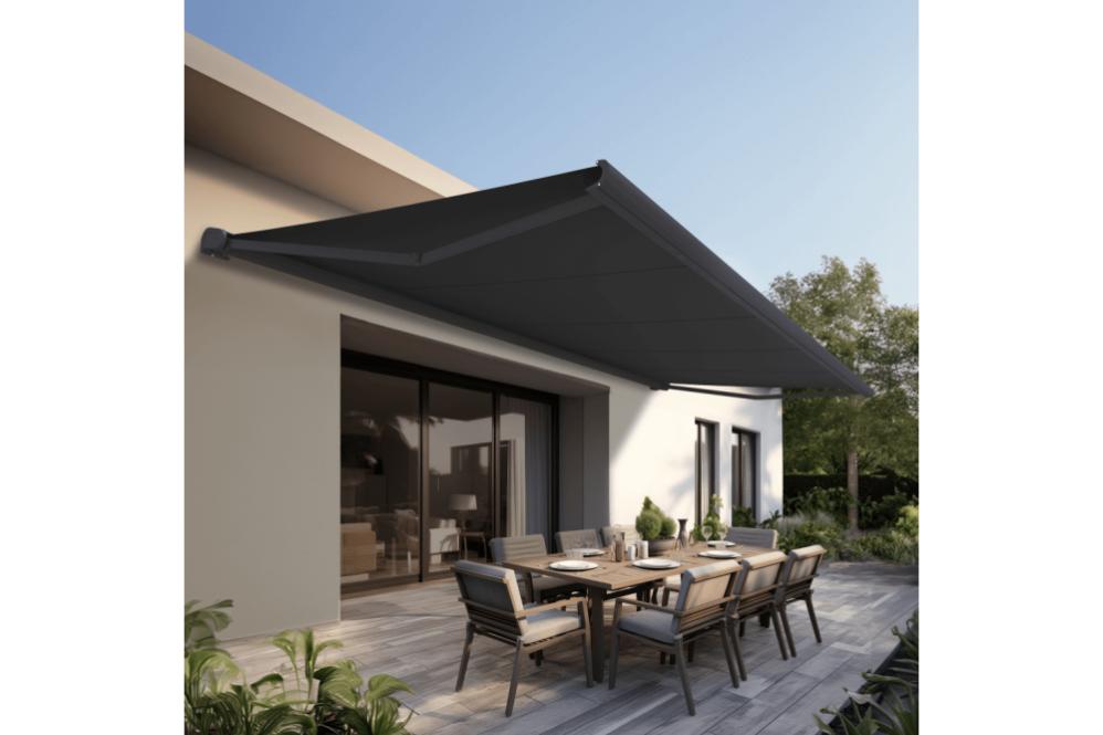Store banne Coffre PROTECT 2 SMART Gris 4x3,5m Motorisé + Capteur Vent