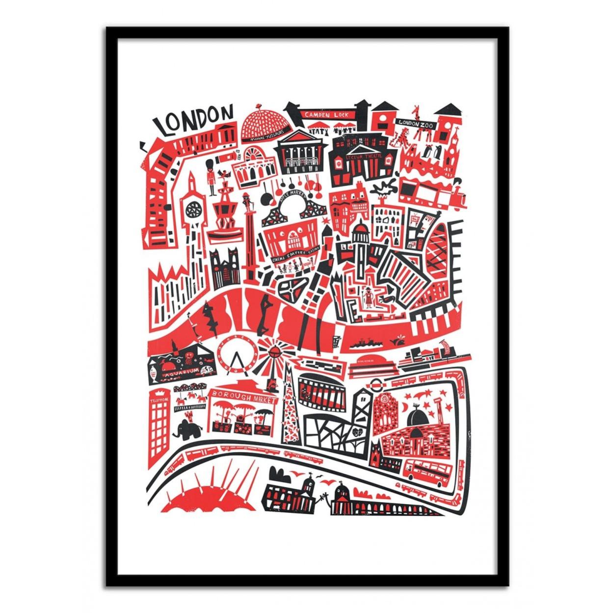 Affiche d’art et cadre noir 50 x 70 cm - london map - fox and velvet