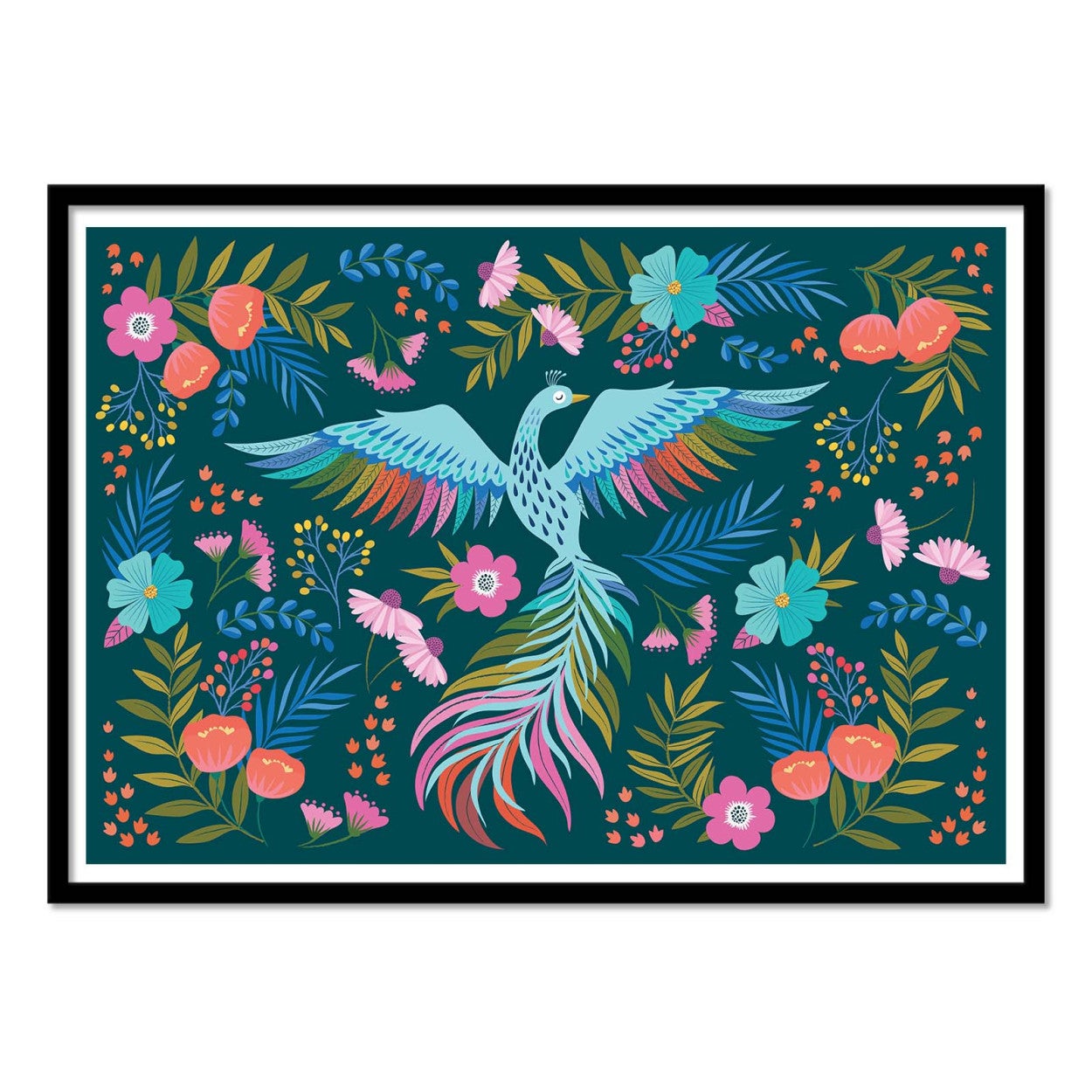 Art-Poster - Rainbow phoenix Dark Version - Klara Hawkins - avec cadre ...