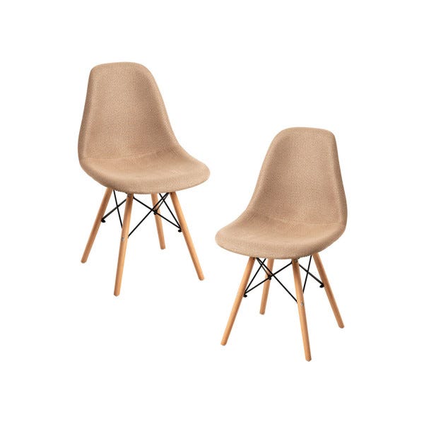 Pack 4 sillas tapizadas anti-manchas KOS, estilo nórdico, color Beige
