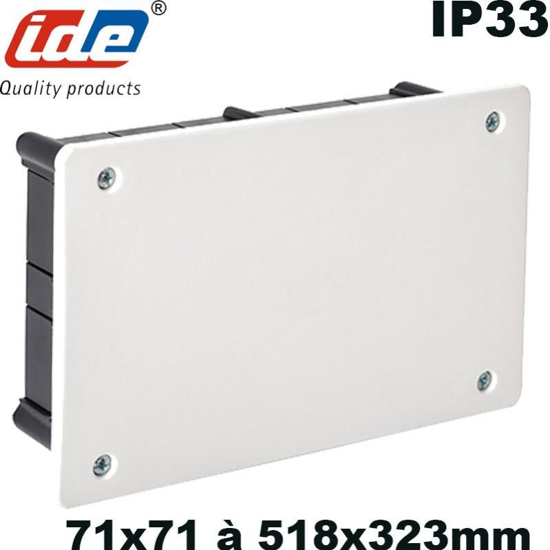 Boite de dérivation à sceller avec cache en plastique blanc Dimensions boite et couvercles