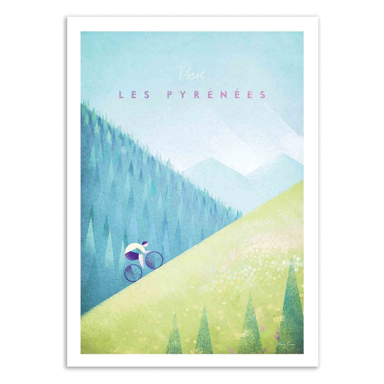 Affiche dart 50 x 70 cm - visit les pyrénées - henry rivers