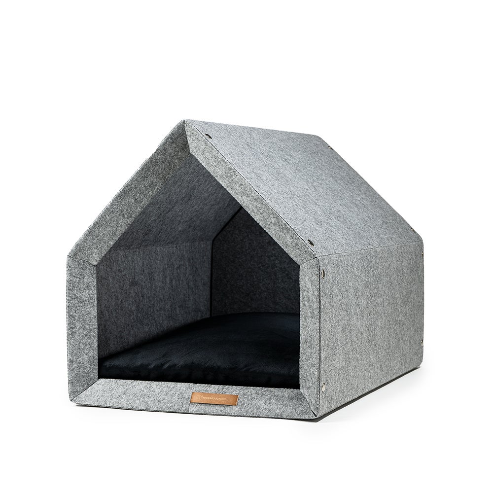 Rexproduct PetHome Cuccia per Cani a Forma di Casetta, Grigio Chiaro e  Nero, Taglia L