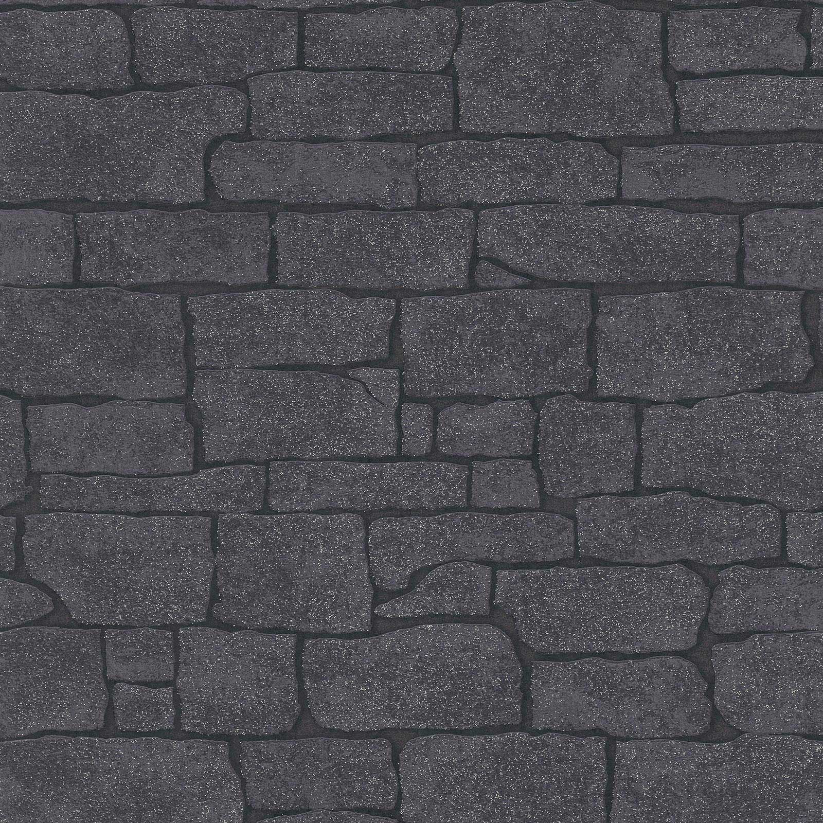 Papel pintado ladrillo & piedra negro / antracita 6318-15