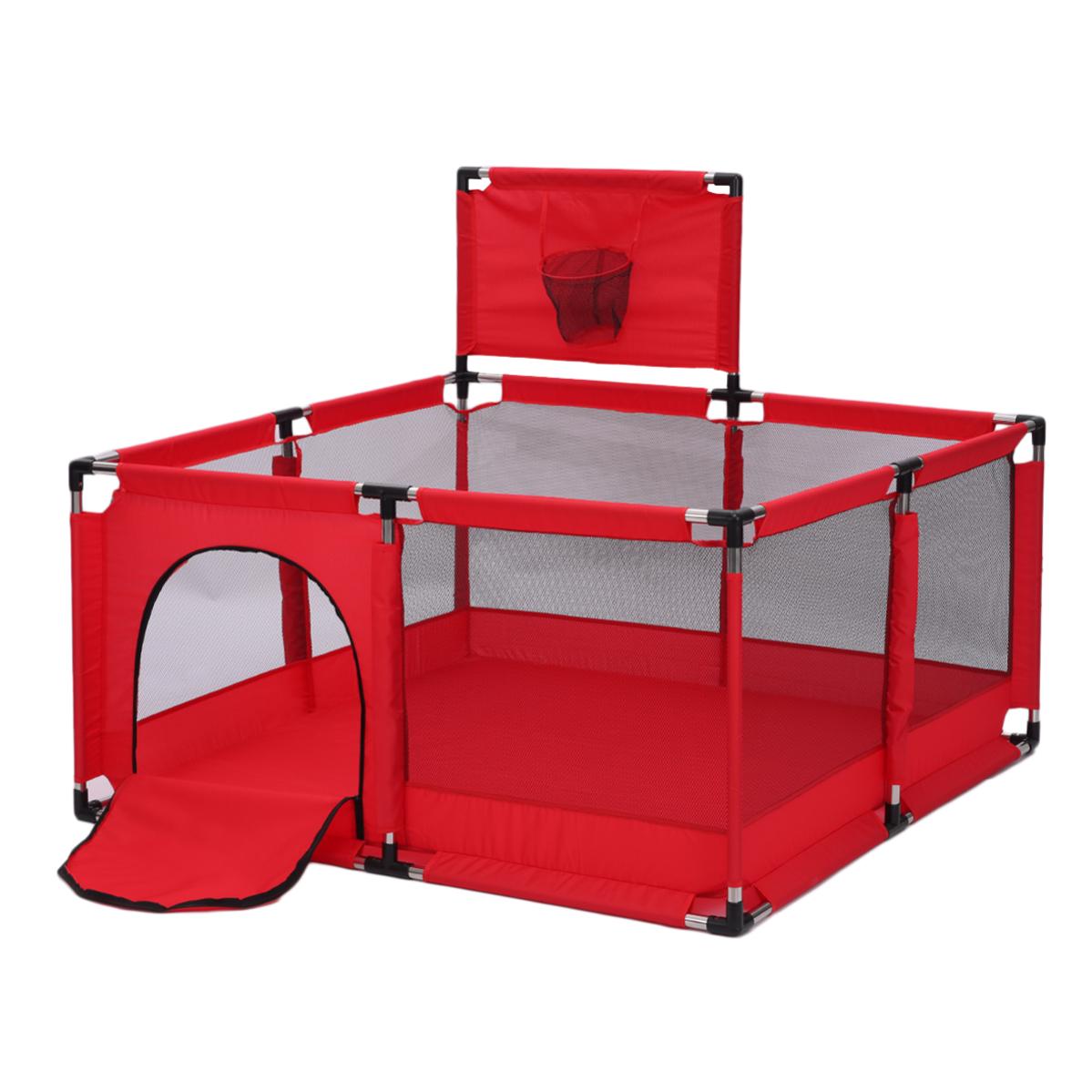 Recinto Box Per Bambini 180x123cm - Area Giochi Sicura Con Rete Trasparente E Canestro