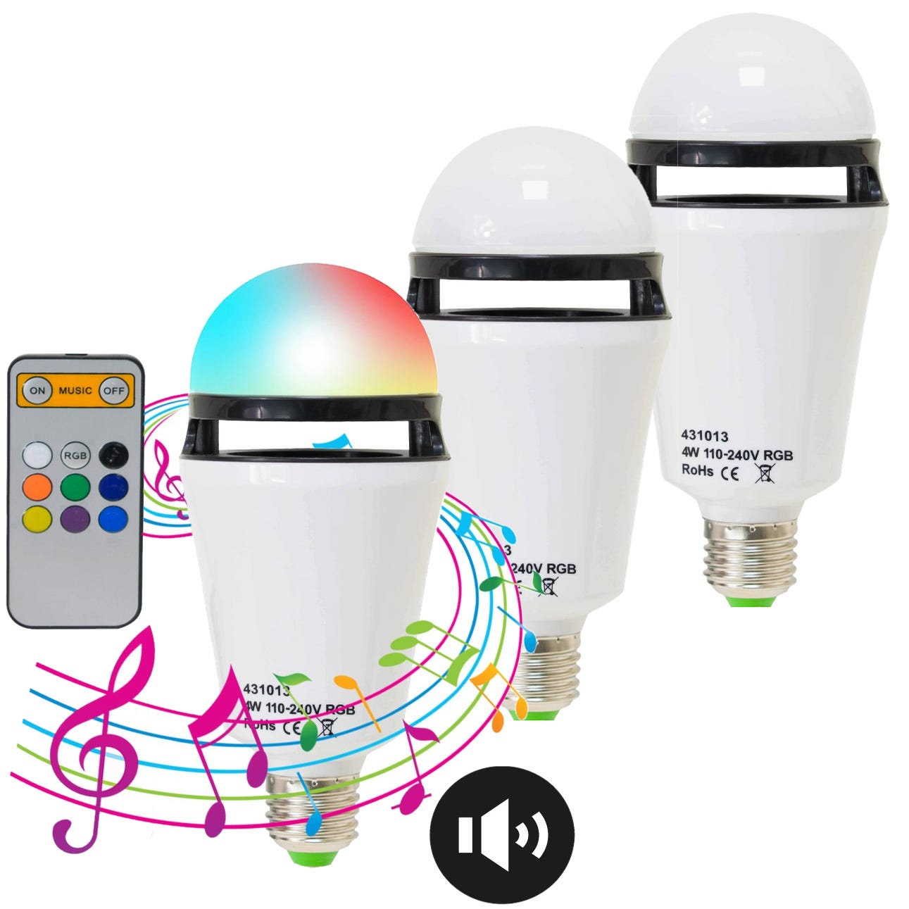 Acheter Ampoule musicale E27, lumière ambiante, Bluetooth, musique