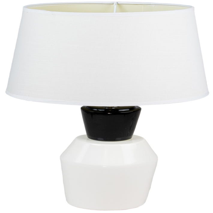 Lampe a poser ceramique tissu noir et blanc Luminaire chevet LED chambre  salon