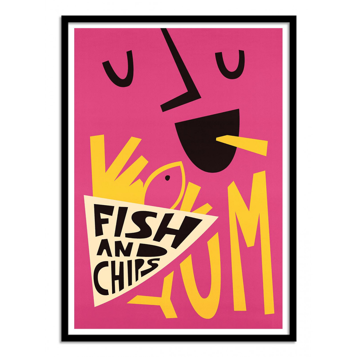 Affiche dart et cadre noir 50 x 70 cm - fish and chips - fox and velvet