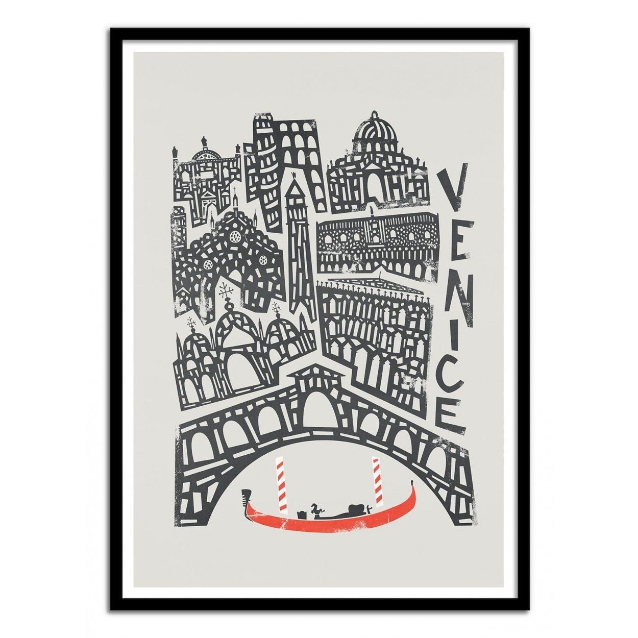 Affiche d’art et cadre noir 50 x 70 cm - venise - fox and velvet