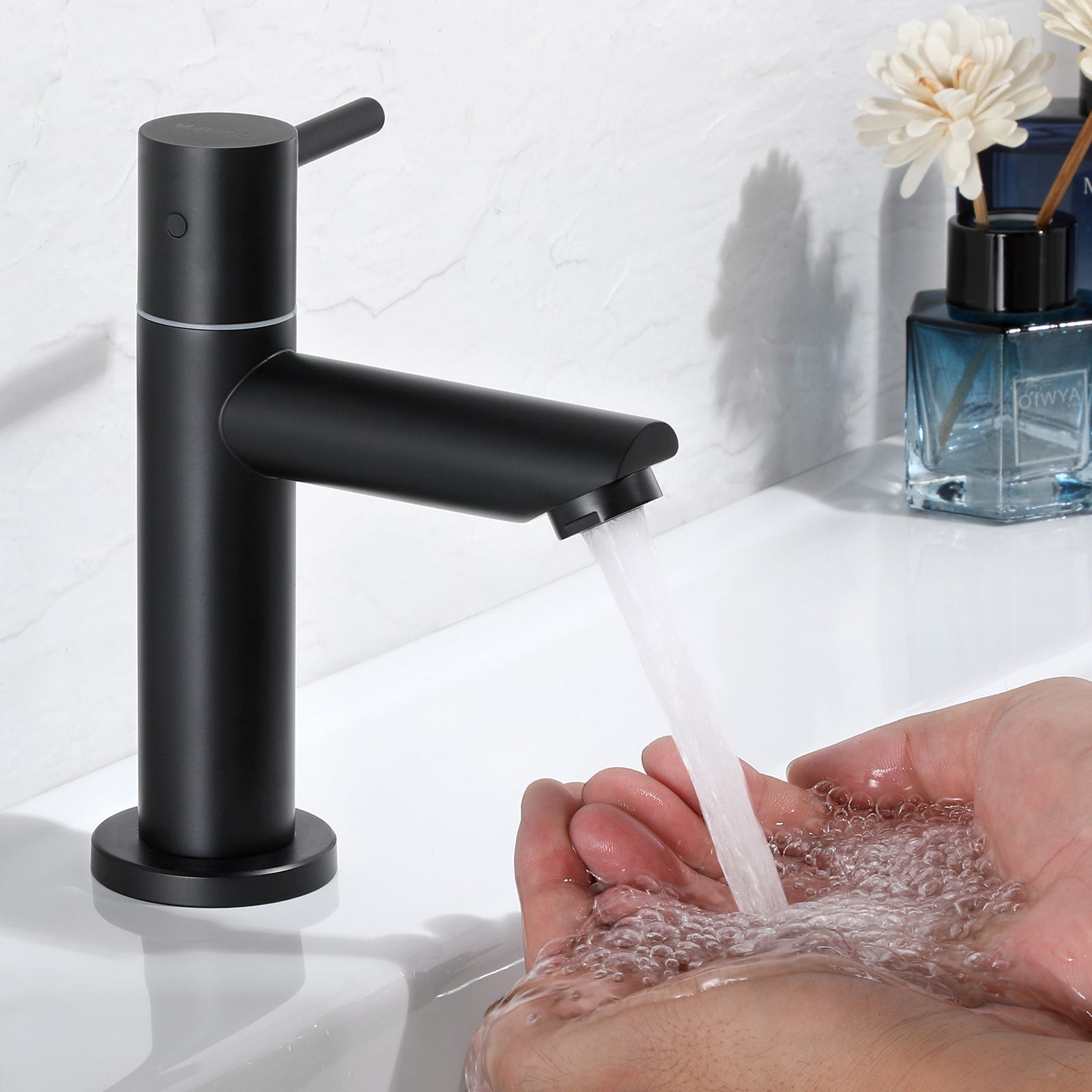 Robinet de lavabo noir eau froide 93,4 mm robinet de salle de bain