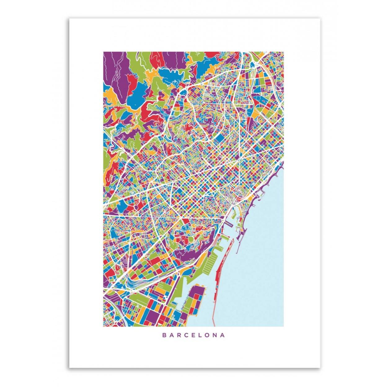 ArtPoster Barcelona colored map Michael Tompsett 30 x 40 cm