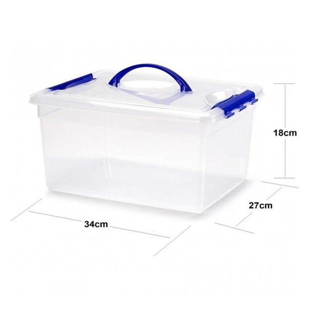 Caja de plástico para almacenaje TRANSPARENTE - 12 L (34x27x18cm) Sin ruedas