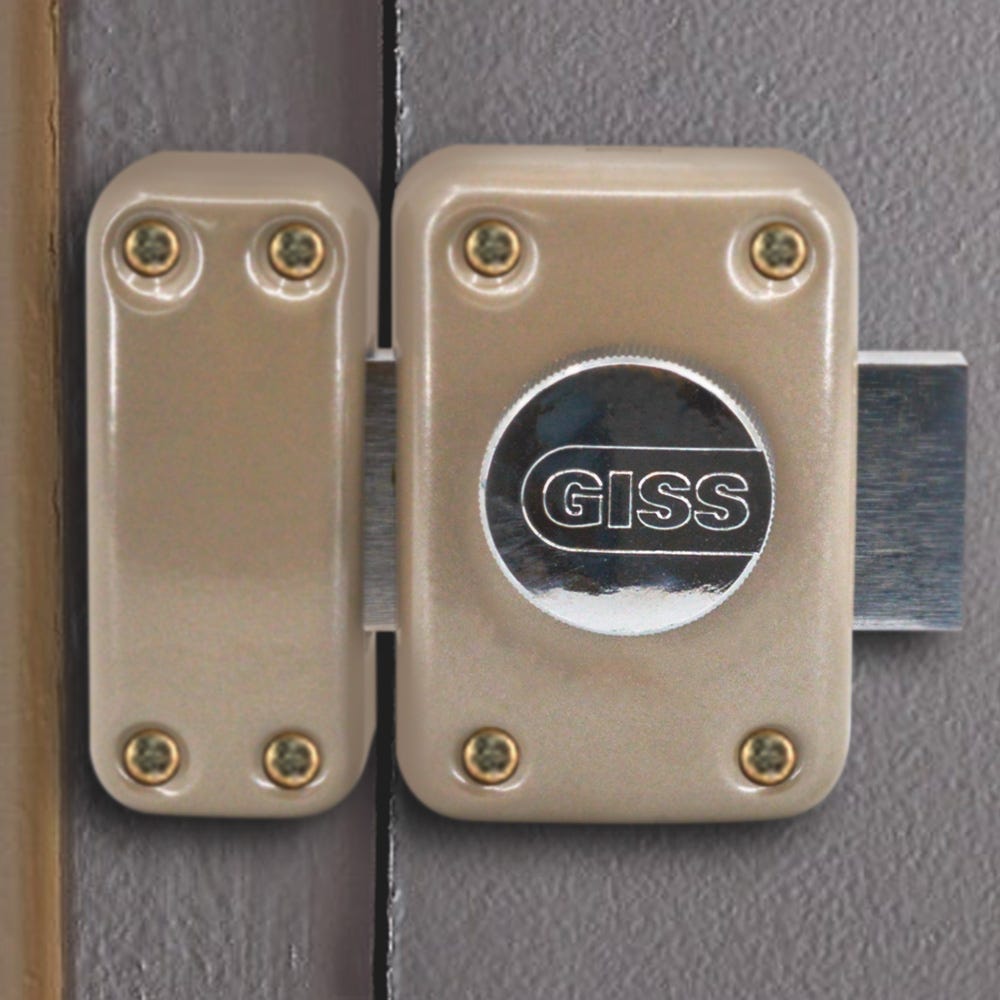 Verrou de porte haute sécurité s'entrouvrant a bouton et cylindre GISS  Dimension - 40 mm