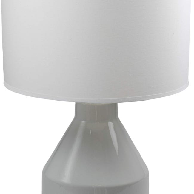 Lampe a poser ceramique abat jour coton blanc luminaire LED E27 chambre  salon