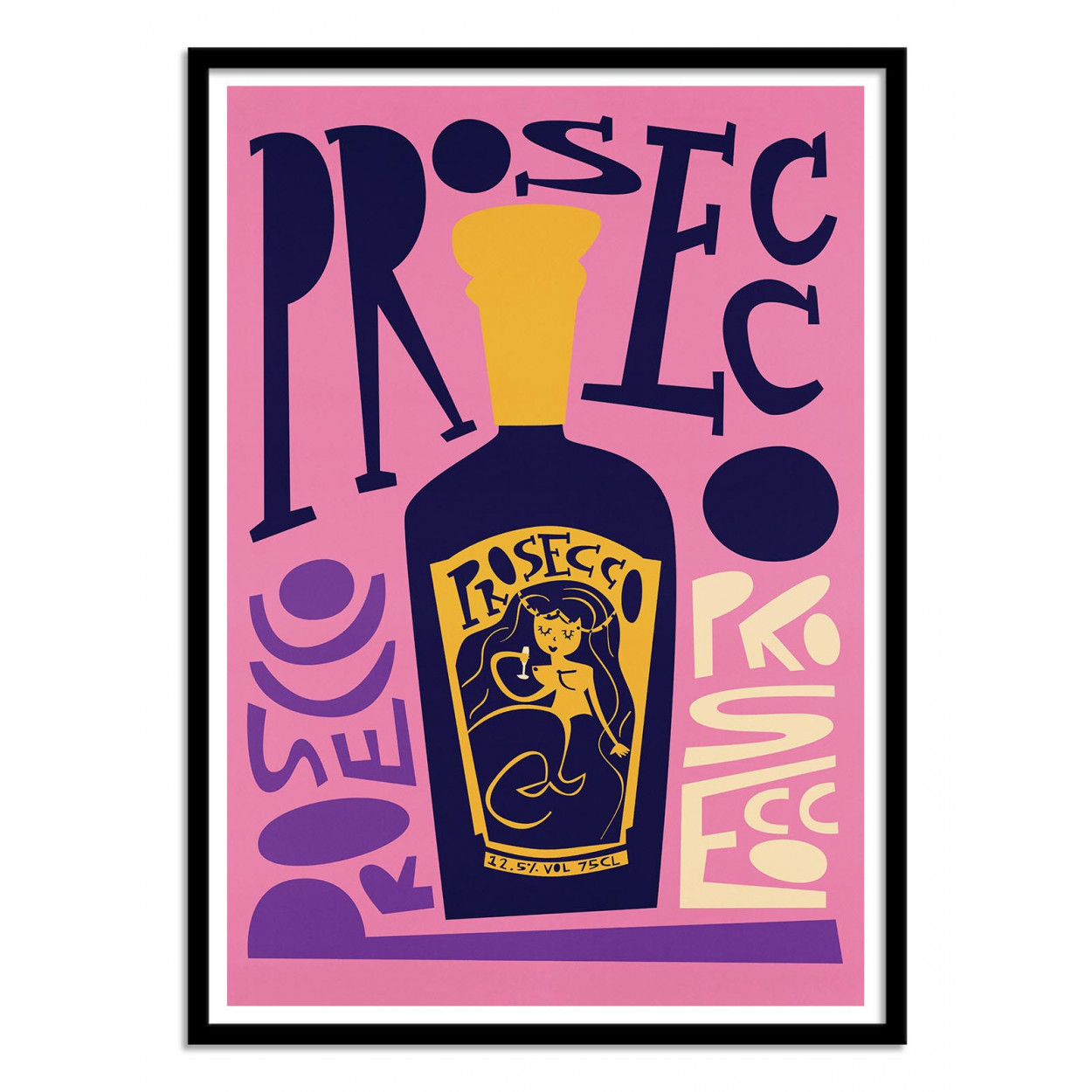 Affiche d’art et cadre noir 30 x 40 cm - prosecco - fox and velvet