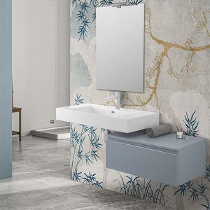 specchio da bagno Fiori Blu