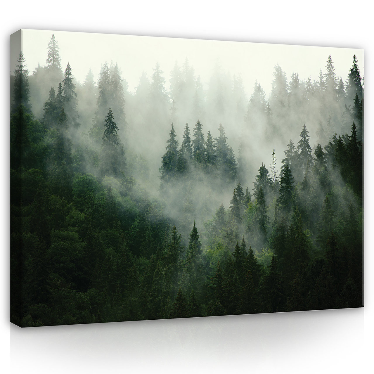 Posterlounge Stampa Su Tela 'Alba Invernale Nella Foresta In Montagna' 100x50 Cm - Quadro Pronto Da Appendere Con Bordi Stampati
