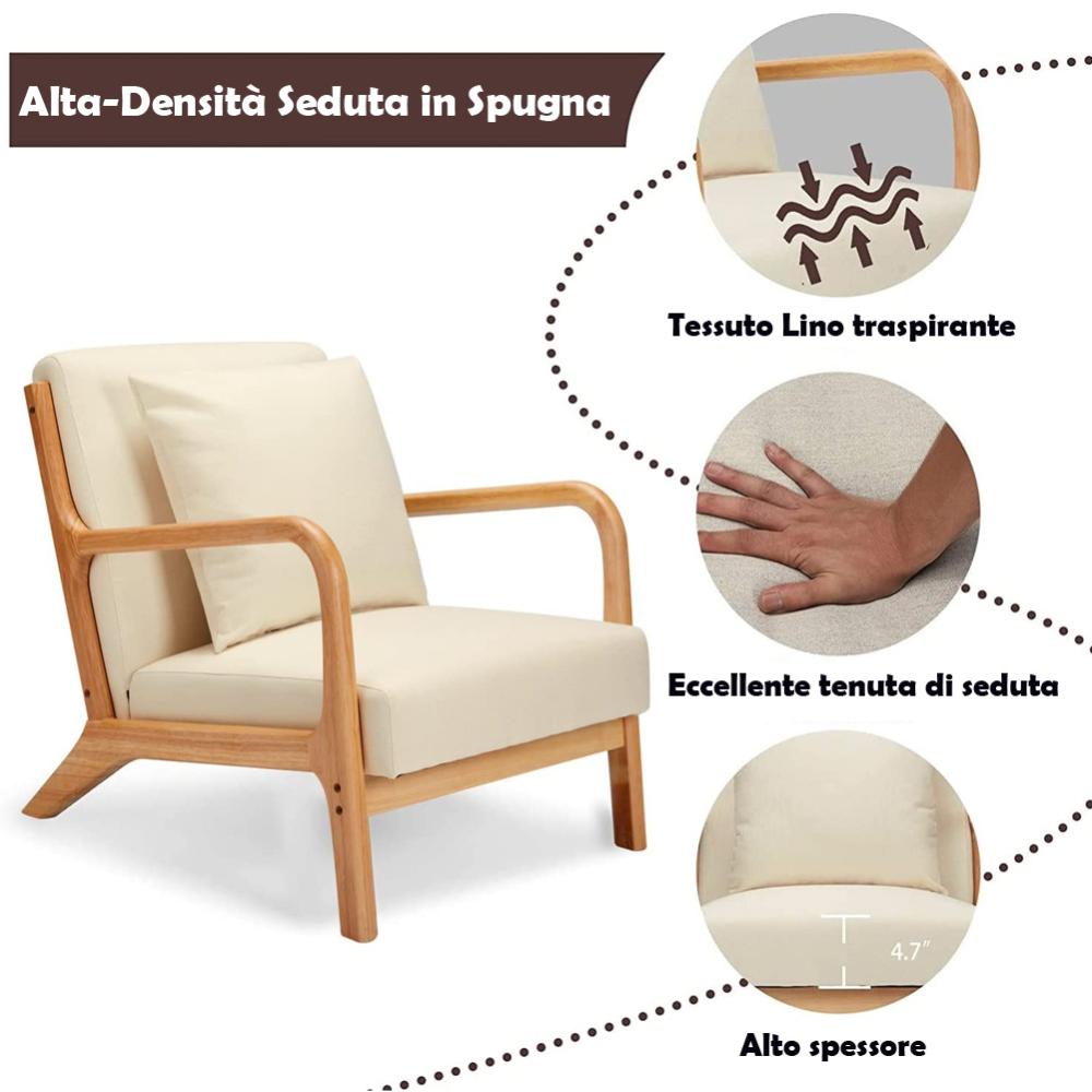 GOPLUS Poltrona Reclinabile Con Poggiapiedi, Poltrona Divano Con Struttura In Metallo Sedia Daccento Con Cuscino E Piedini Antiscivolo Per Camera Da Letto Soggiorno E Ufficio Grigio 79561594