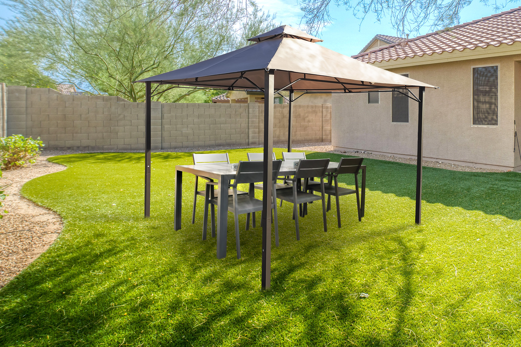 Cenador de jardin sao 3m x 3m beige