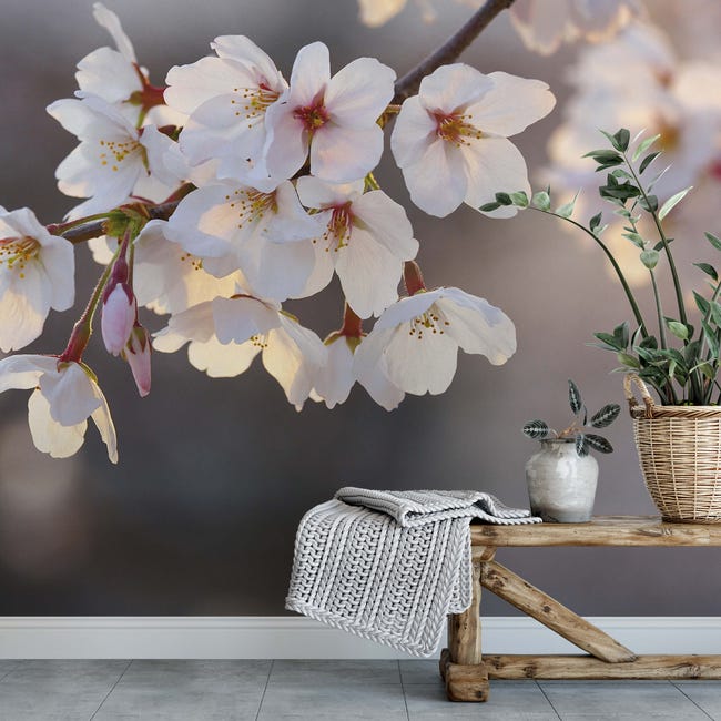 Papier peint panoramique floral salon