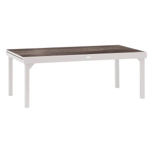 Table de jardin extensible Piazza Gris smoke & Blanc - Hespéride