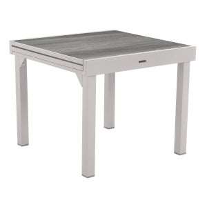 Table de jardin extensible Piazza Gris smoke & Blanc - Hespéride