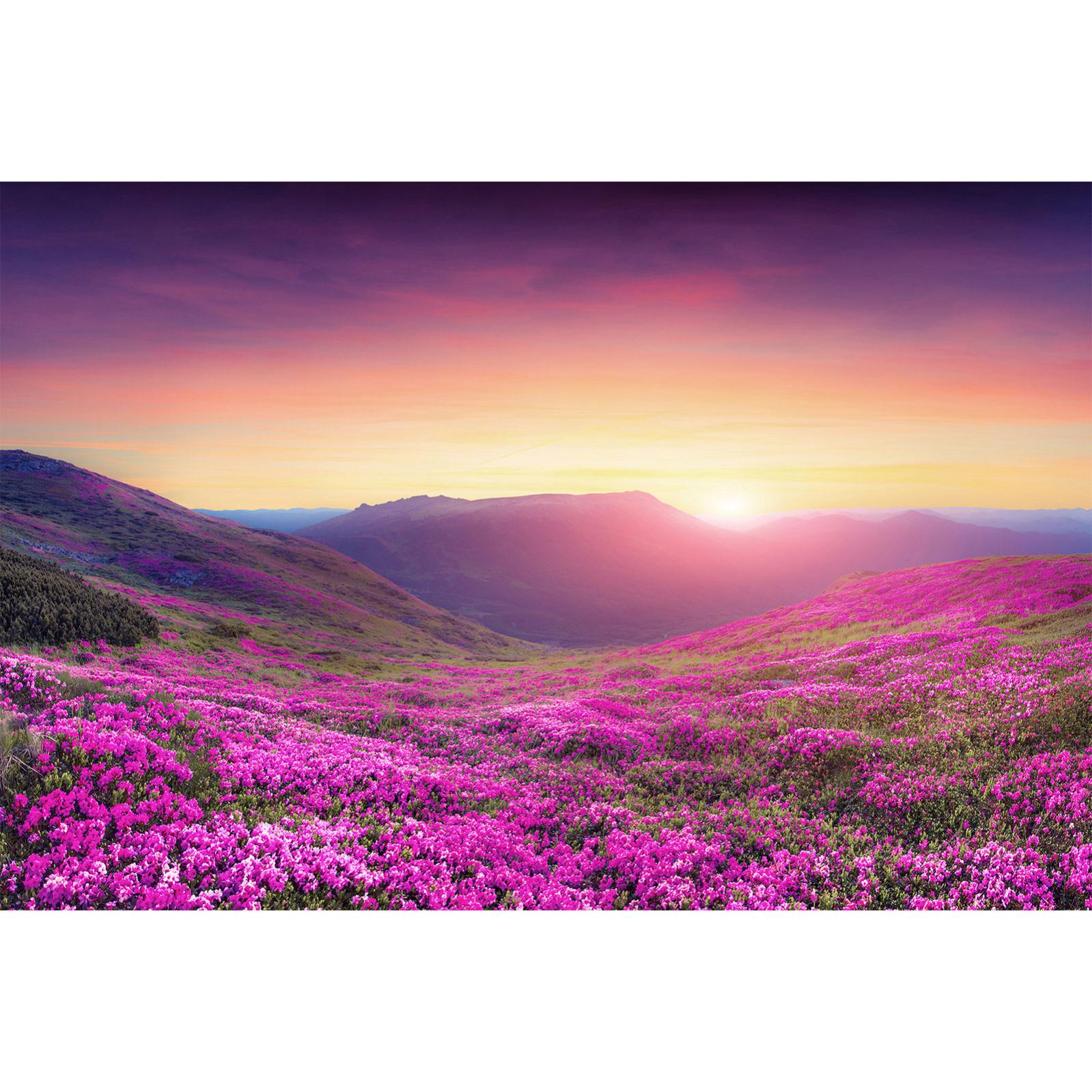 Autocollant Mural Tissu – Paysage Violet De Collines Et Montagnes – 94,49 X 78,74 Pouces – Neuf