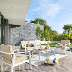 Salon de jardin angle en aluminium -design scandinave - BAHIA