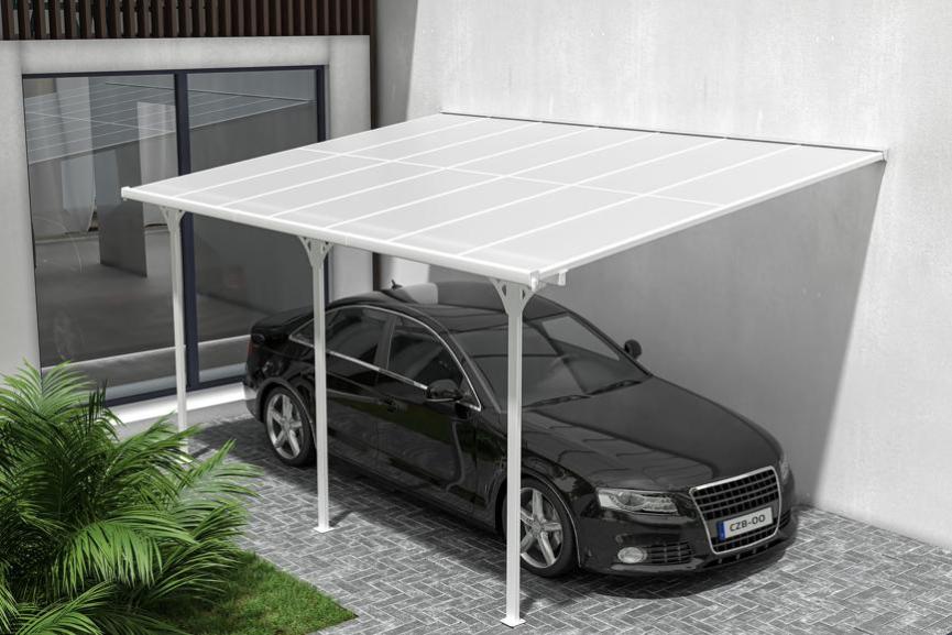 Tettoia per auto addossata KLEO 450L300 alluminio Bianco Leroy Merlin