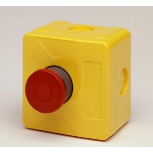 Boîte de commande avec 1 bouton poussoir momentanés et arrêt d'urgence par  série LAY5 - Cablematic