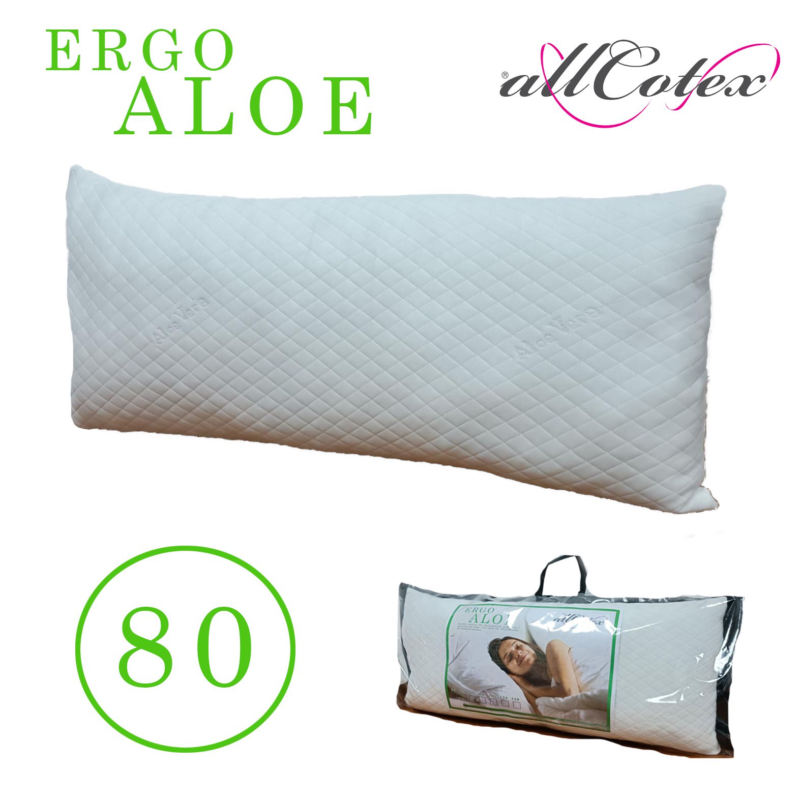 Almohada Viscoelástica Viscomed Aloe Vera Gris 40 x 12 x 90 cm