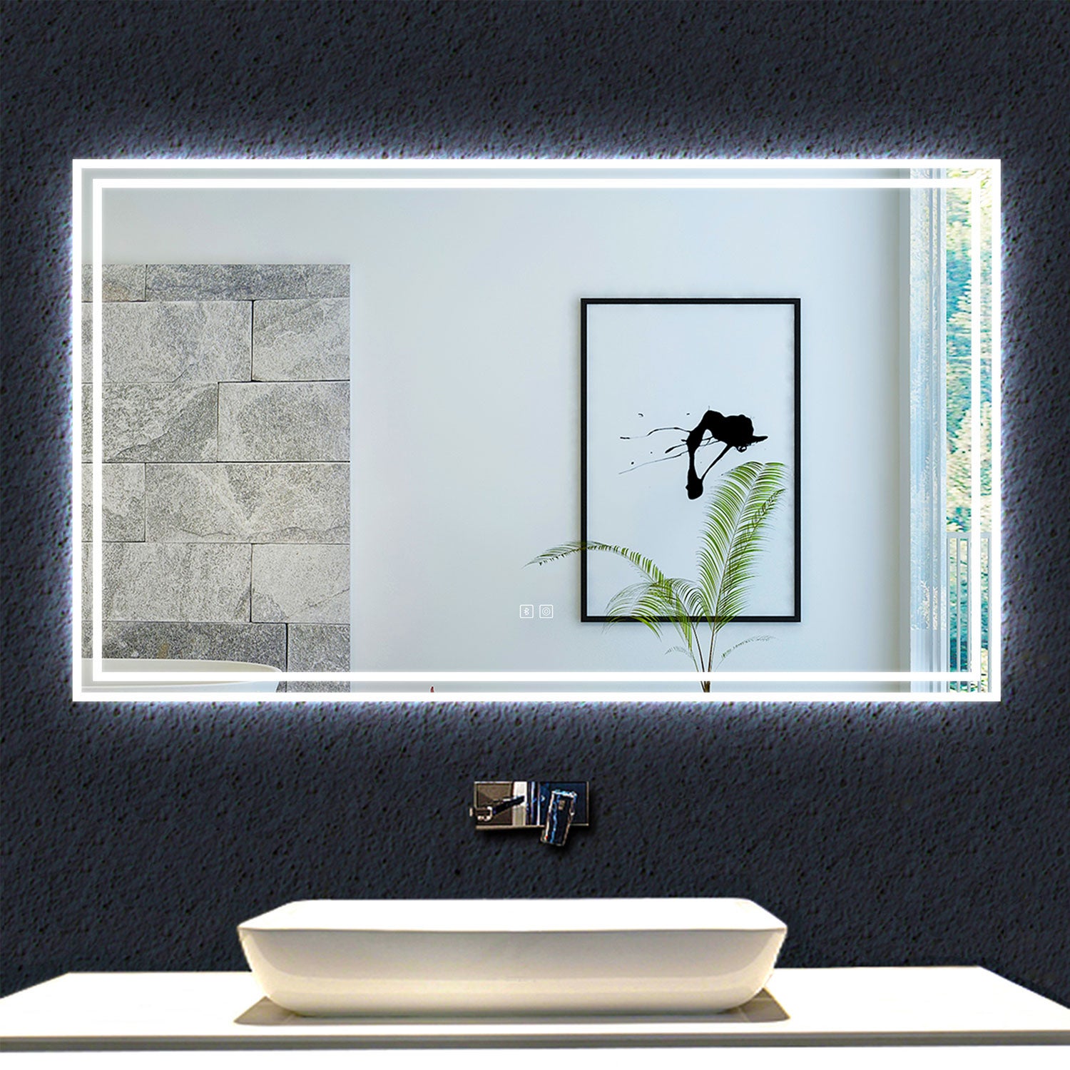 Espejo de baño con luz LED 160x80cm bluetooth + antivaho + Dimmable + 3  Colores de Luz, Aica