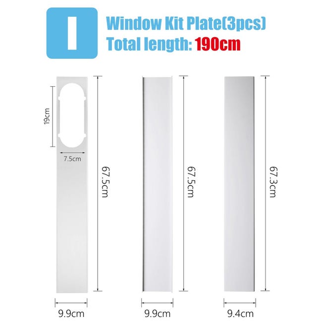 3 piezas Kit de control deslizante de ventana 190 cm para accesorio de aire  acondicionado portátil portátil móvil