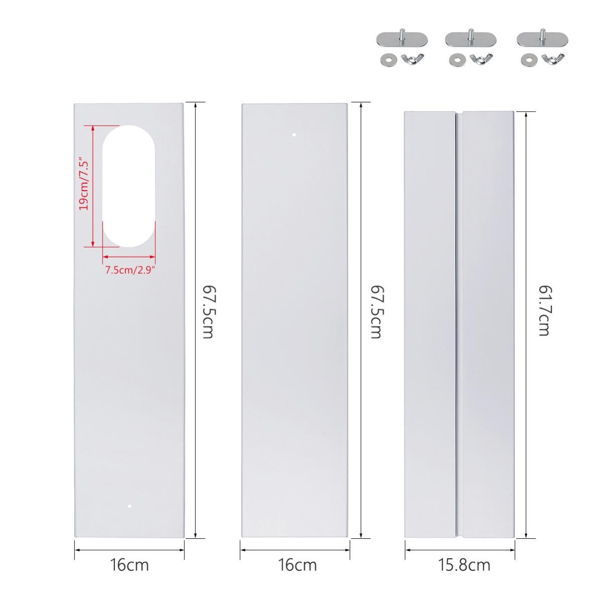 3pcs Kit Glissière de fenêtre L.67.5-120cm l.16cm pour Mobile Climatiseur Climatisation Portable Portatif Adjustable - 2