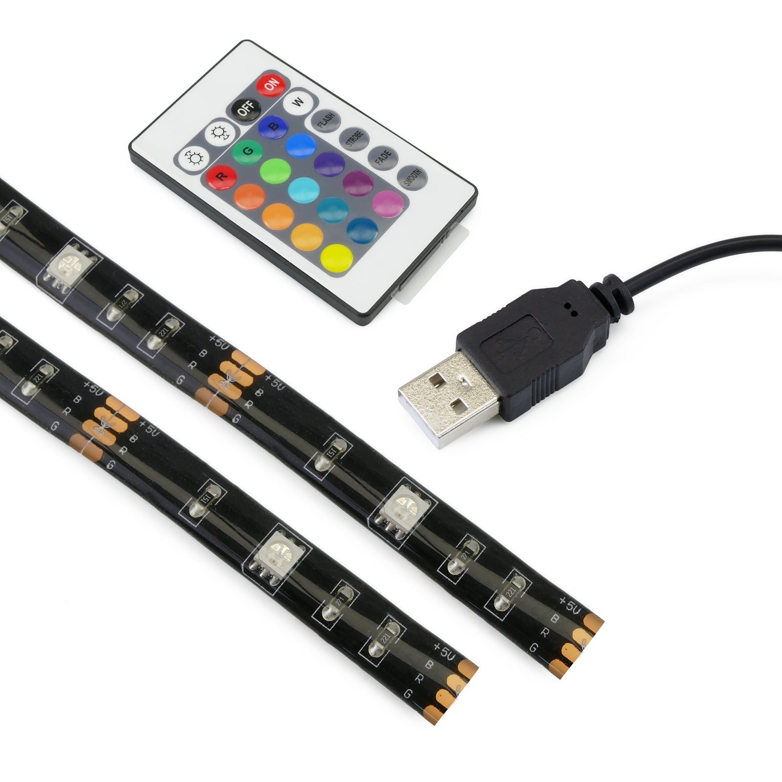 Tiras LED inteligentes para TV Ksix AmbiGlow, Sensor de color, TV 55 a 75”,  RGB, Modos Escena, App Tuya Smart, 3,5 metros